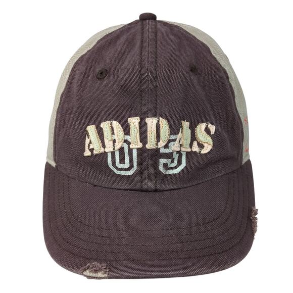 Adidas 03 Slideback Baseball Cap Brown One Size Adjustable Distressed 6 Panel - Picture 1 of 9